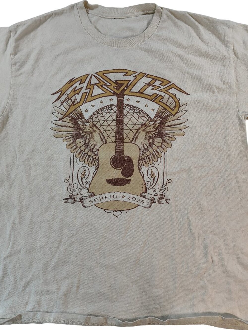 Men's Beige XL Eagles Take It To The Limit 2025 Tour Graphic Band T-Shirt
